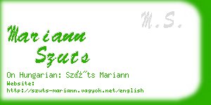 mariann szuts business card